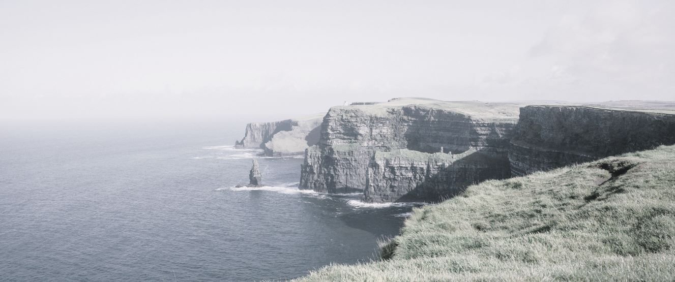 The Cliffs of Moher is a rugged rocky coast in the southwest Burren region ,in County Clare of Ireland.