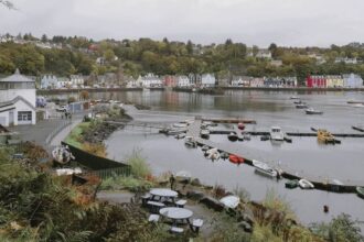 Tobermory is the capital of the Isle of Mull, an island in the Inner Hebrides off the northwest coast of Scotland.