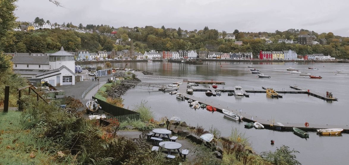 Tobermory is the capital of the Isle of Mull, an island in the Inner Hebrides off the northwest coast of Scotland.