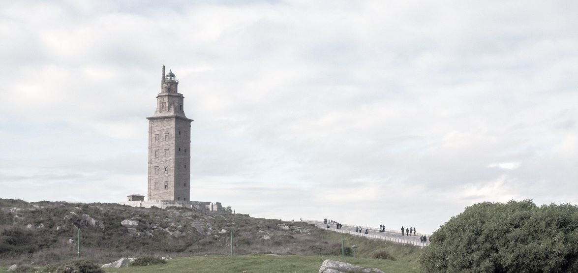 The Tower of Hercules is a Roman-built lighthouse located on the peninsula of the city of La Coruña, in Galicia, Spain.