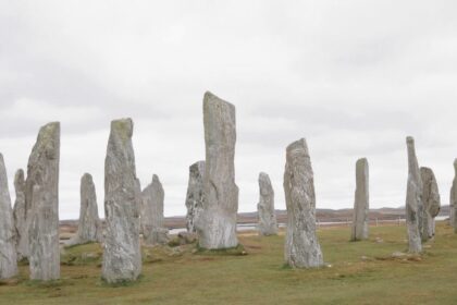 The Callanish Stones are one of Scotland's best preserved Neolithic monuments on the west coast of Isle of Lewis in the Outer Hebrides.