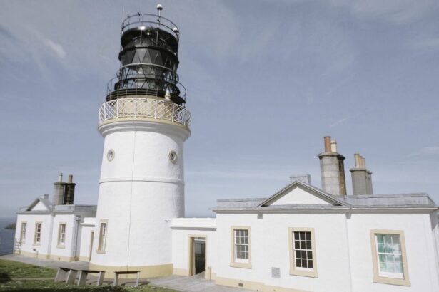 The Sumburgh Head Lighthouse located at the southern tip of the Mainland on the Shetland islands ,an archipelago in Scotland.