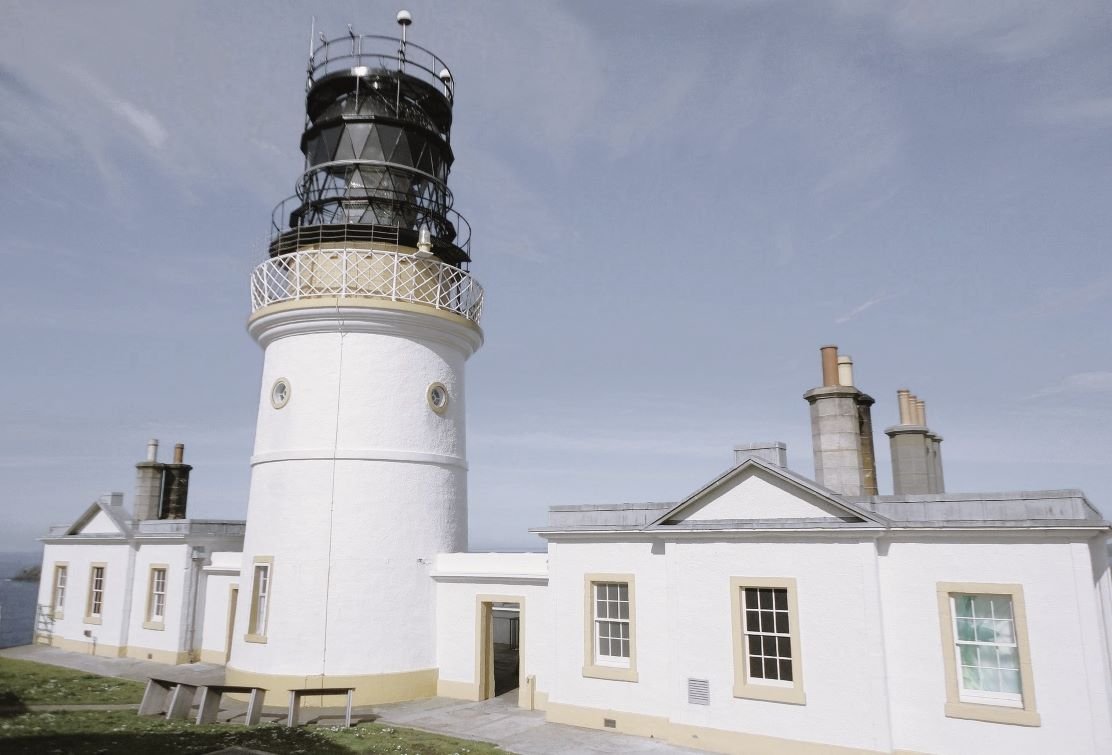 The Sumburgh Head Lighthouse located at the southern tip of the Mainland on the Shetland islands ,an archipelago in Scotland.