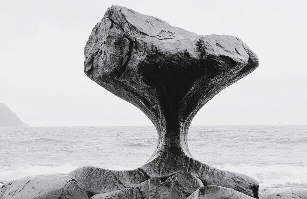 The Kannesteinen is an unusual mushroom-shaped rock  on the shore in the village of Oppedal on the west side of Vågsøy,  in , Vestland Norway.
