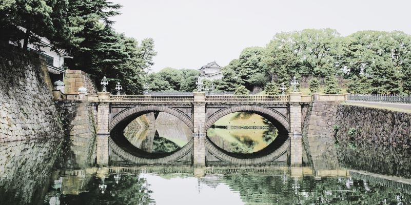 Nijubashi Bridge located in front of the main entrance of the Imperial Palace , the main residence of the Emperor of Japan.