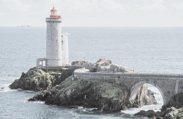 The Petit Minou Lighthouse located in the commune of Plouzanéin ,near the city of Brest,in the Finistère department of Brittany, France.