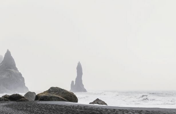 Reynisdrangar or Troll's Fingers is a set of basalt stacks located near the village Vík í Mýrdal, in southern Iceland.