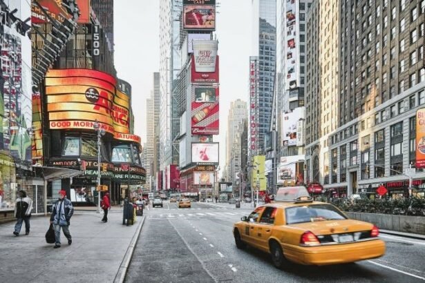 Times Square located at the intersection of Broadway and Seventh Avenue ,in New York City, United States.