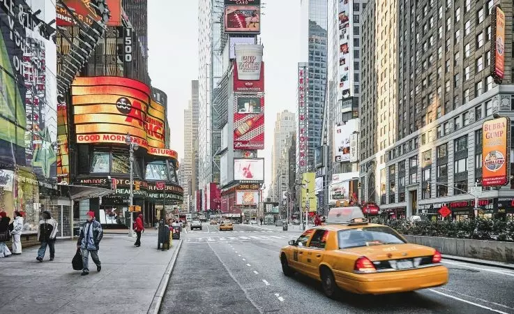 Times Square located at the intersection of Broadway and Seventh Avenue ,in New York City, United States.