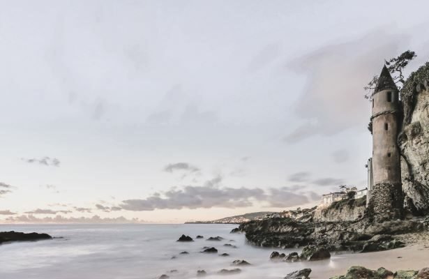 The Victoria Beach Pirate Tower is a historic 60 ft (18 m) tower in Victoria Beach in Laguna Beach, California , United States.
